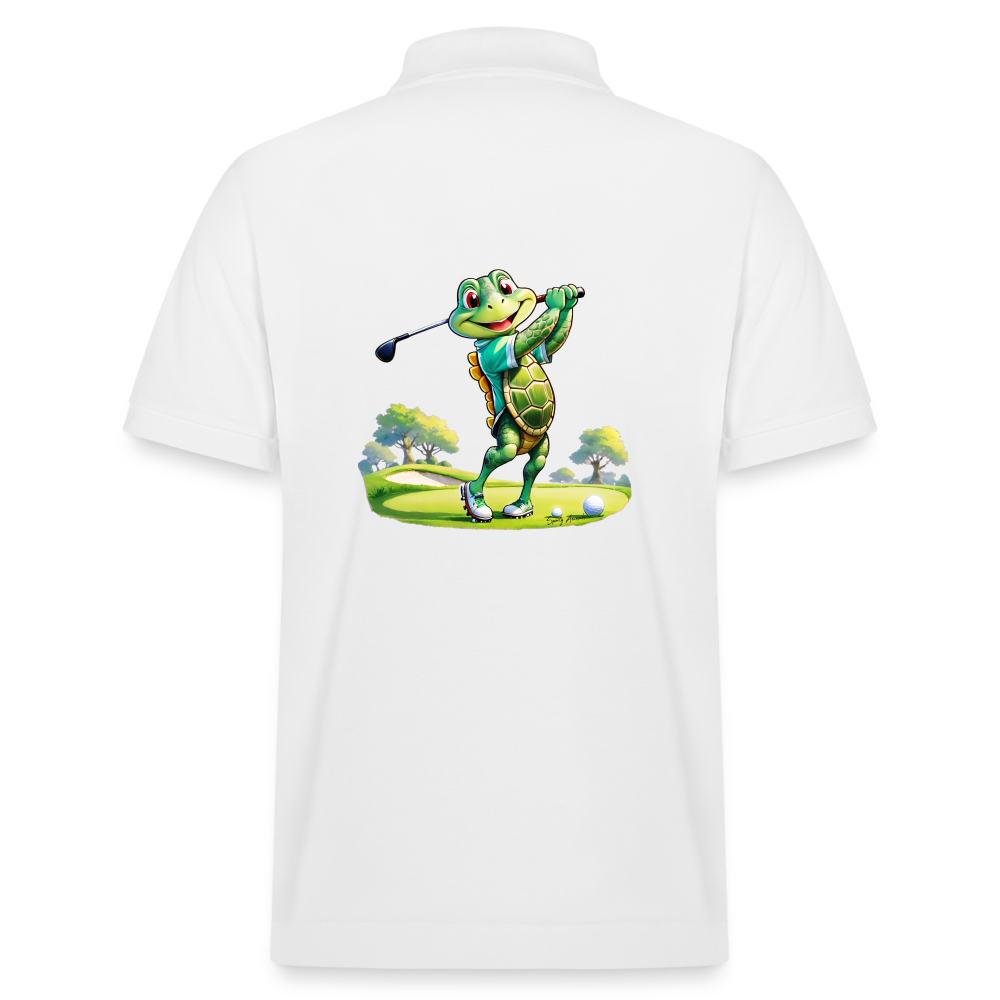 Golfing Turtle - Organic Unisex Poloshirt - Weiß