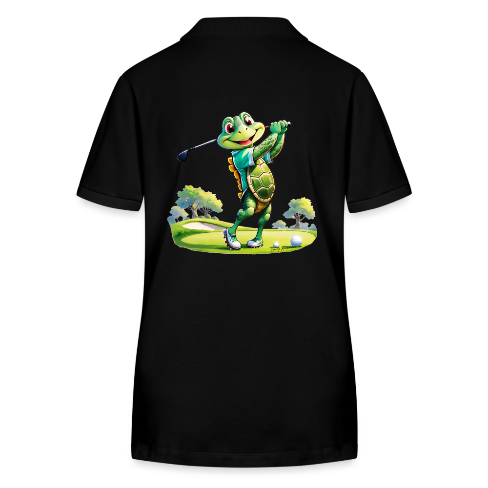 Golfing Turtle - Organic Damen Poloshirt - Schwarz