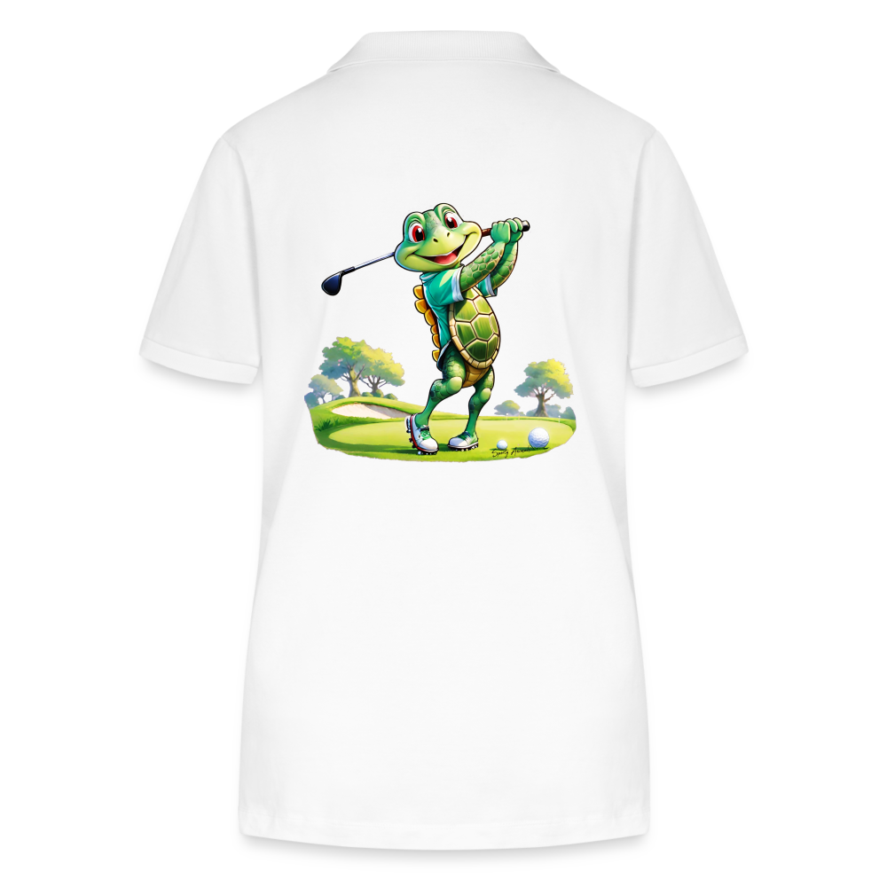 Golfing Turtle - Organic Damen Poloshirt - Weiß