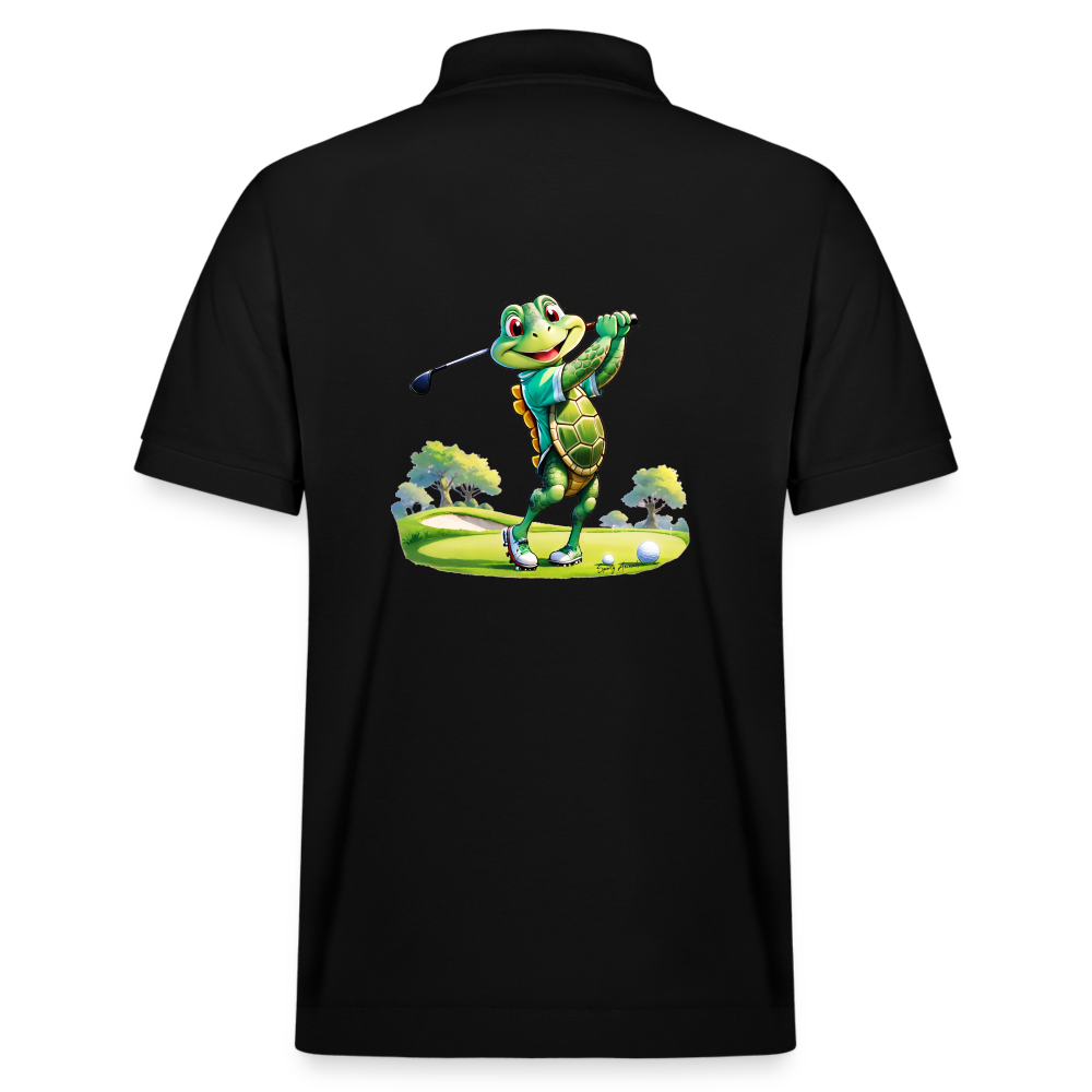 Golfing Turtle - Organic Unisex Poloshirt - Schwarz