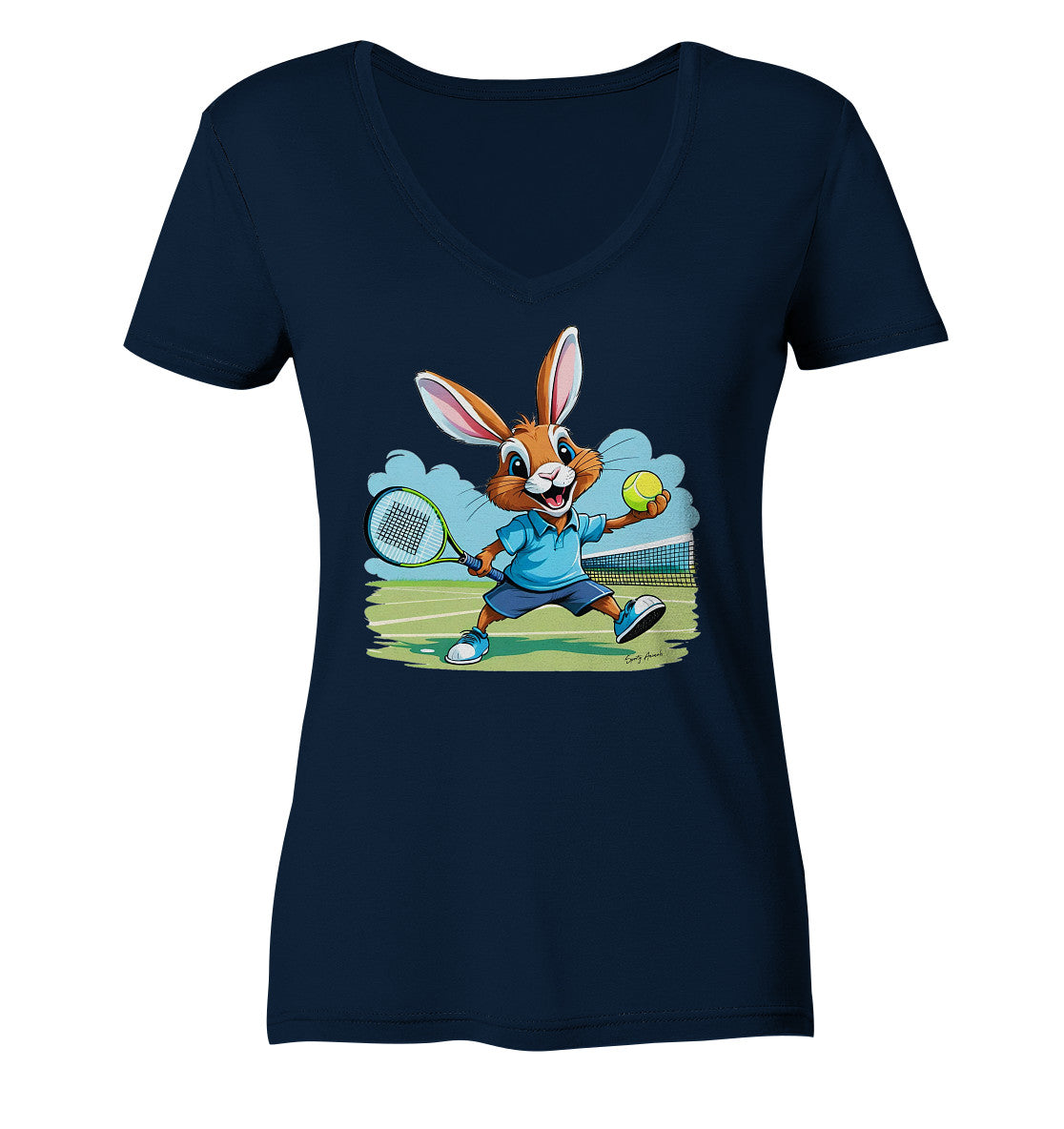 Tennis Bunny - Ladies V-Neck Shirt