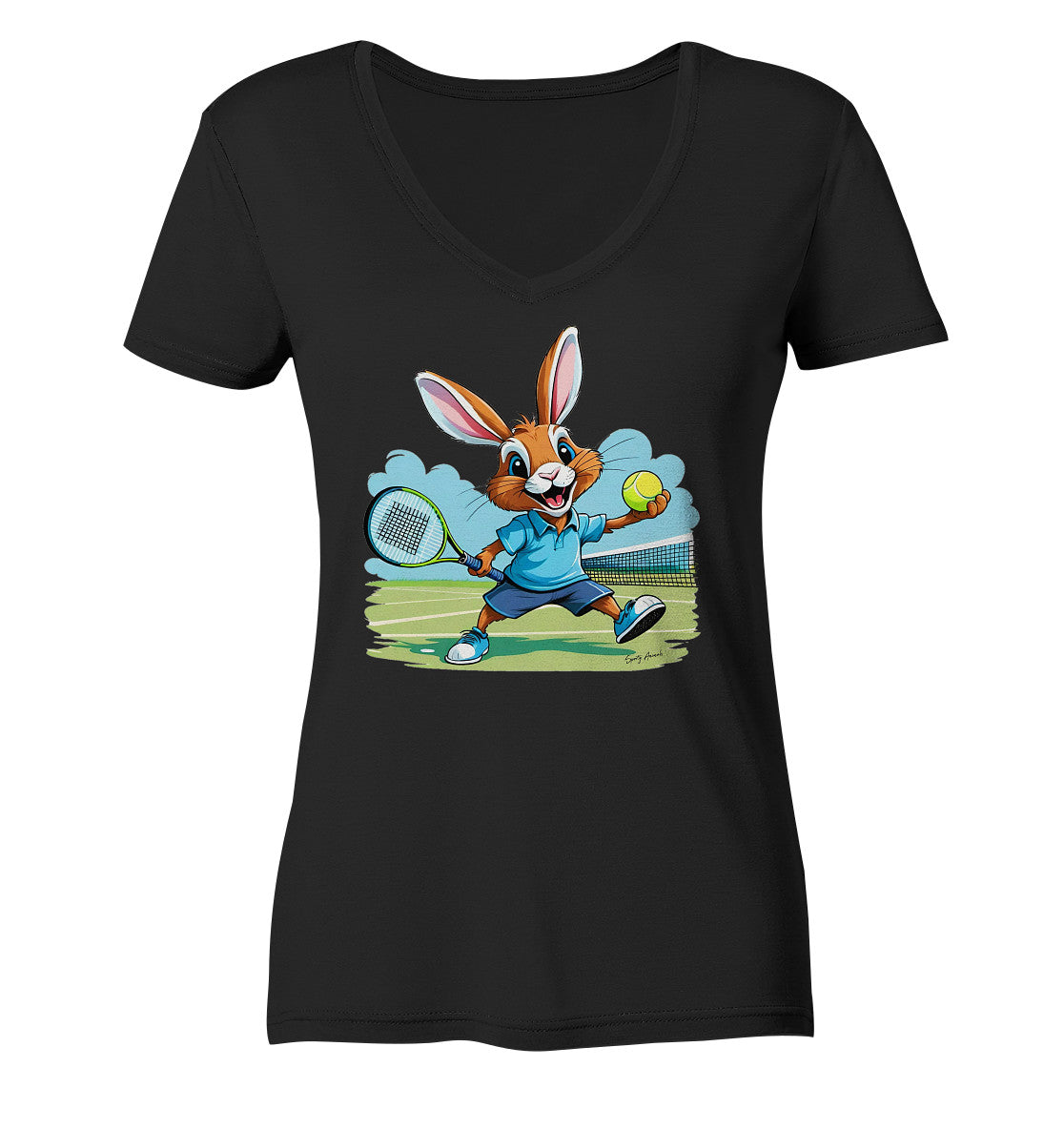 Tennis Bunny - Ladies V-Neck Shirt