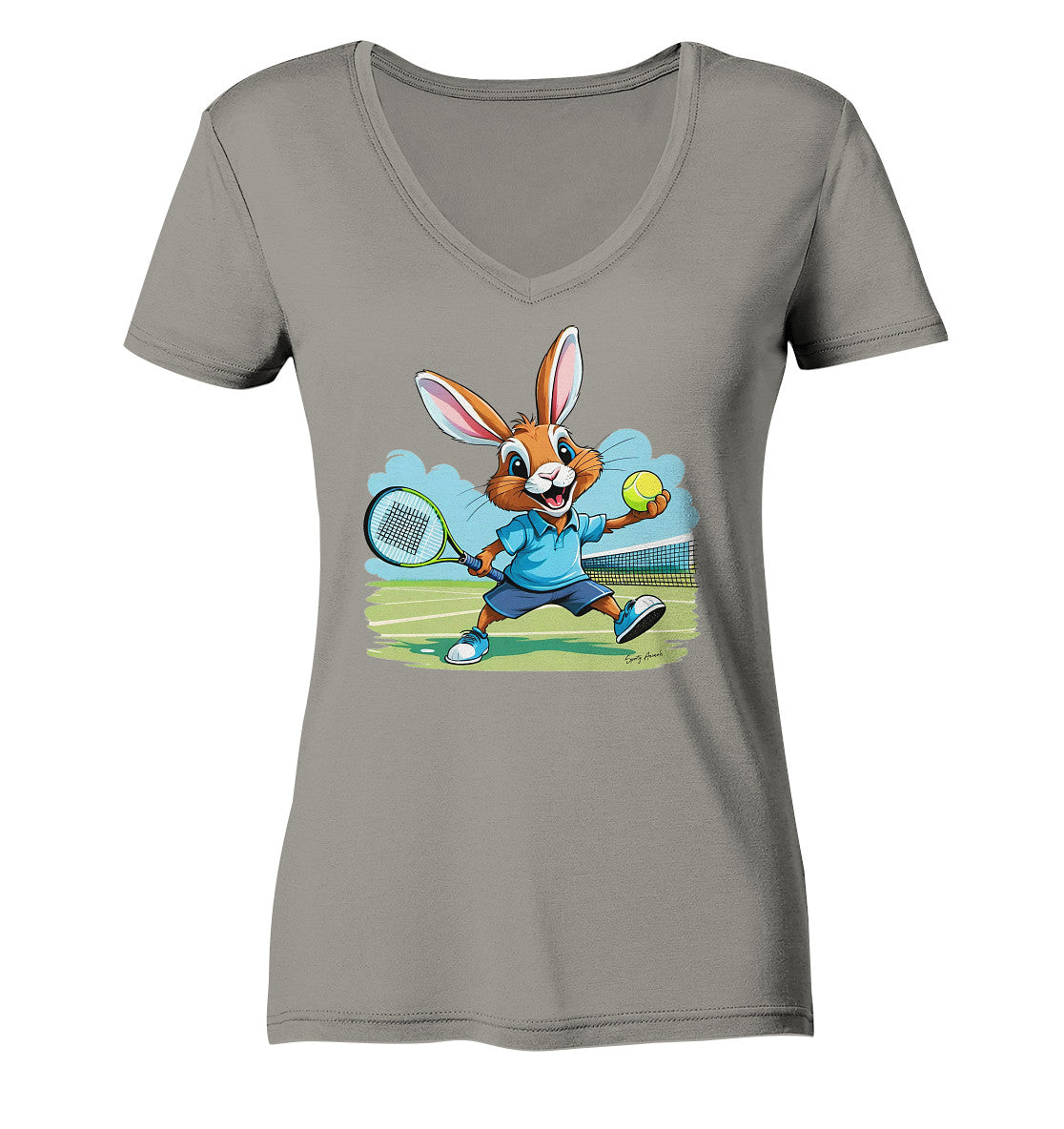 Tennis Bunny - Ladies V-Neck Shirt