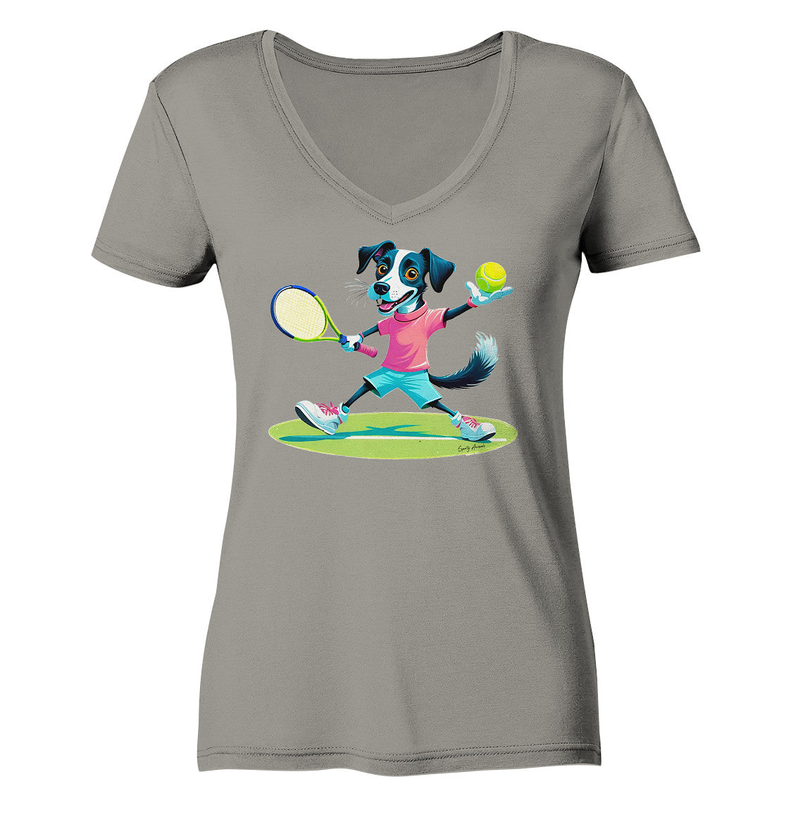 Tennis Dog - Ladies V-Neck Shirt