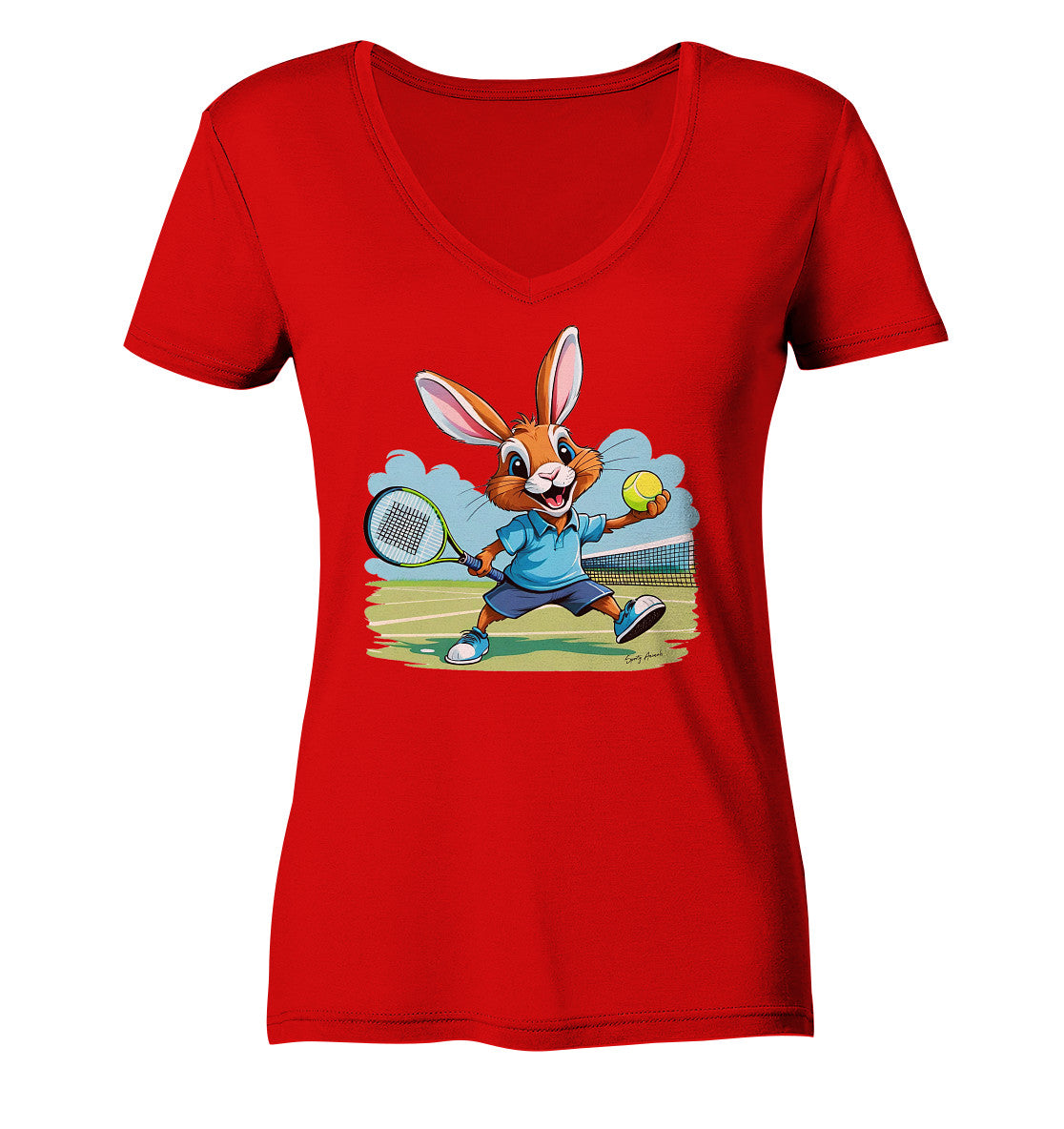 Tennis Bunny - Ladies V-Neck Shirt