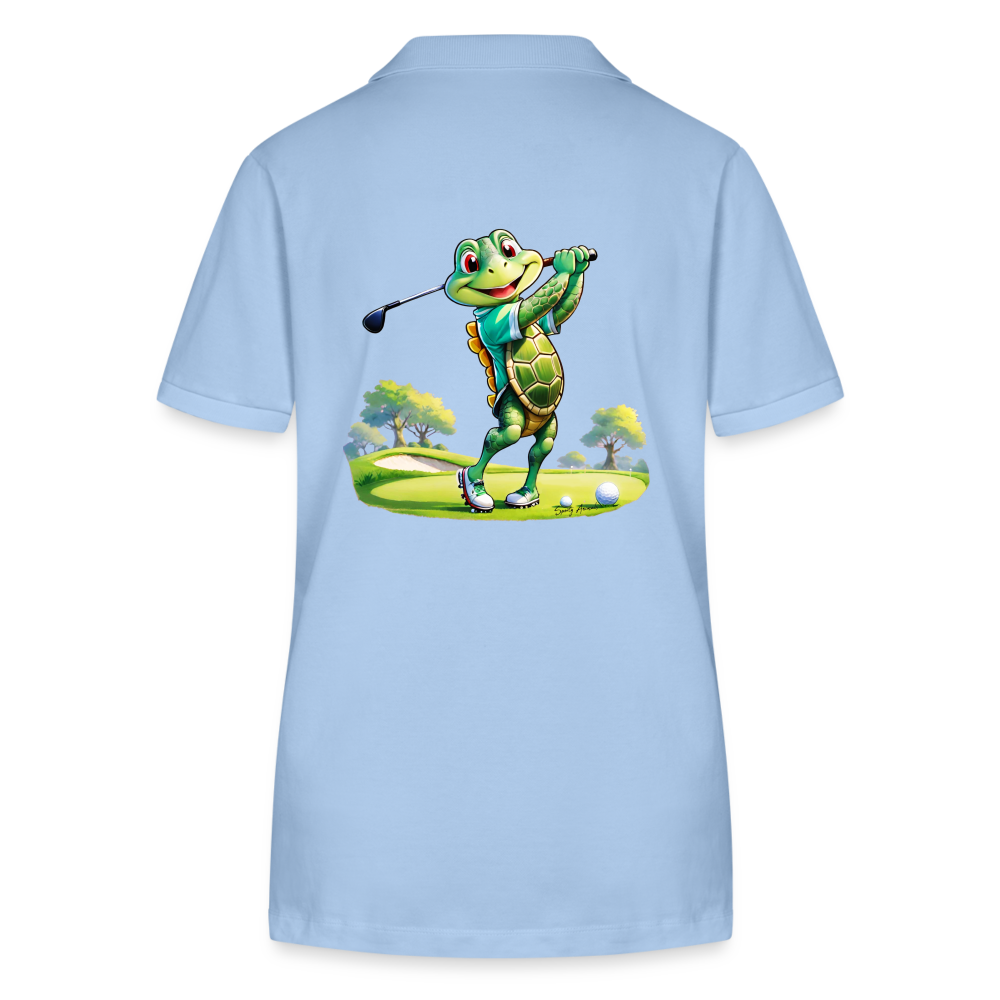 Golfing Turtle - Organic Damen Poloshirt - sky Blue