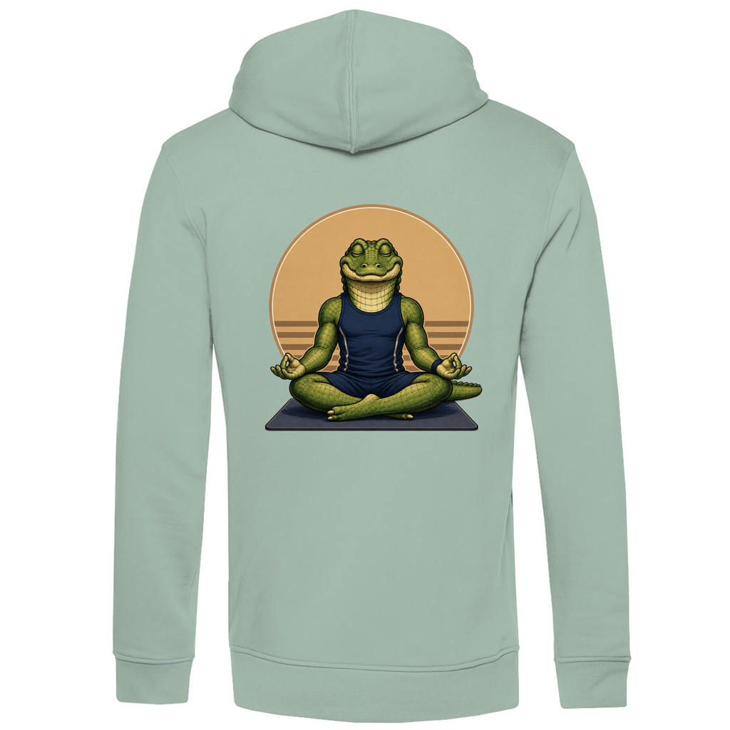 Hoodie aus Bio-Baumwolle – Lustiges Krokodil im Comic-Stil macht Yoga | Sporty Animals