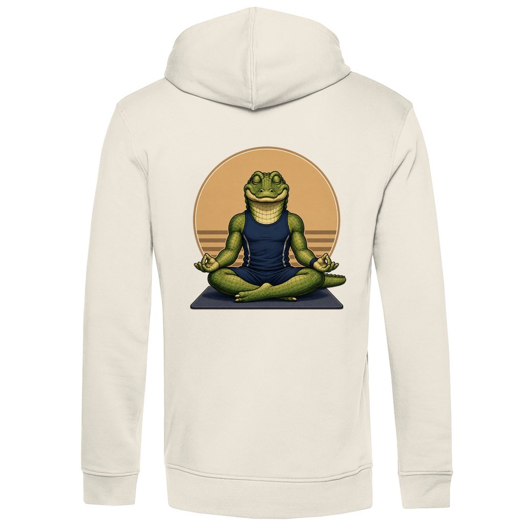 Hoodie aus Bio-Baumwolle – Lustiges Krokodil im Comic-Stil macht Yoga | Sporty Animals