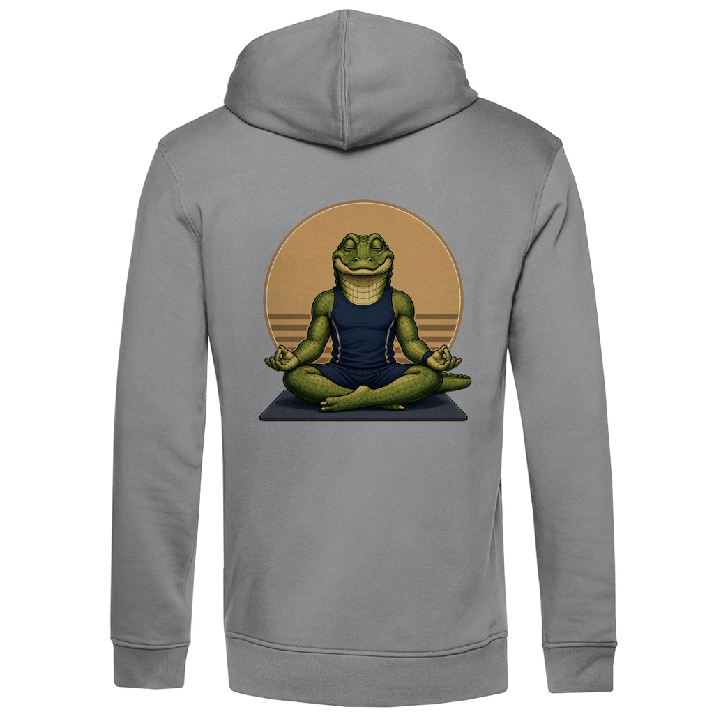 Hoodie aus Bio-Baumwolle – Lustiges Krokodil im Comic-Stil macht Yoga | Sporty Animals