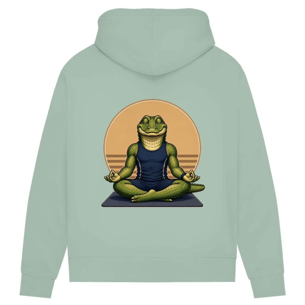 Hoodie aus Bio-Baumwolle – Lustiges Krokodil im Comic-Stil macht Yoga | Sporty Animals