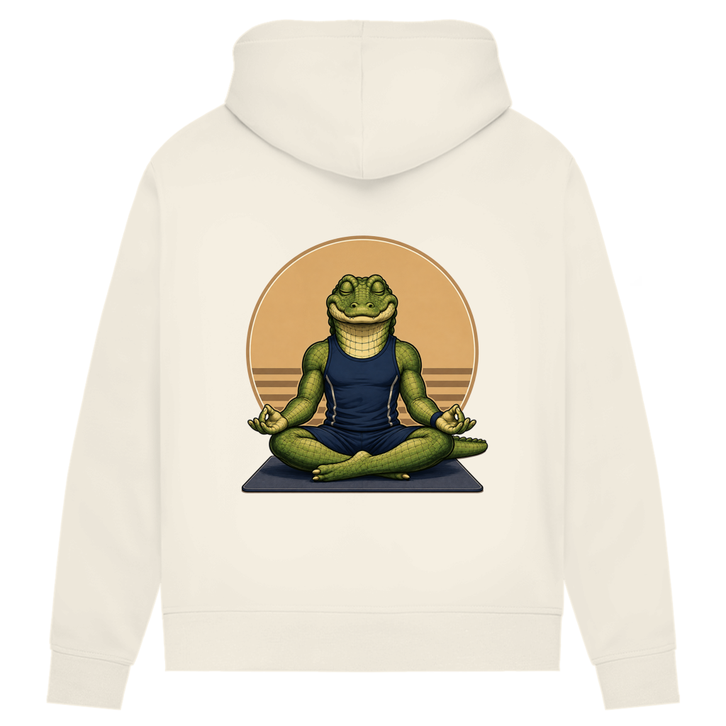 Hoodie aus Bio-Baumwolle – Lustiges Krokodil im Comic-Stil macht Yoga | Sporty Animals
