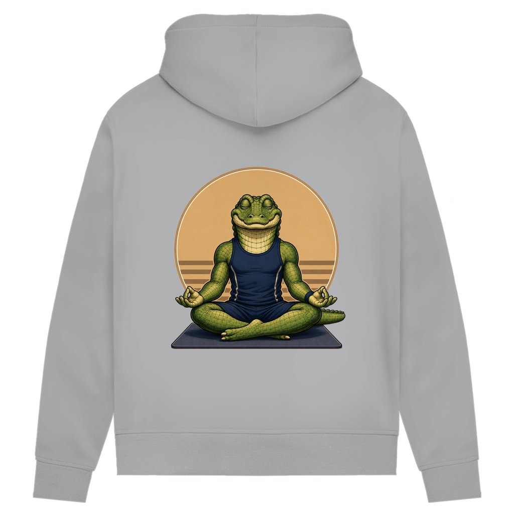 Hoodie aus Bio-Baumwolle – Lustiges Krokodil im Comic-Stil macht Yoga | Sporty Animals