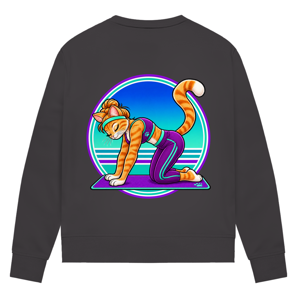 Damen Premium Bio Sweatshirt Yoga Cat