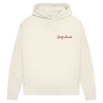 Golfing Turtle Damen-Hoodie in Off White – Vorderseite mit roséfarbenem Sporty Animals Brustlogo