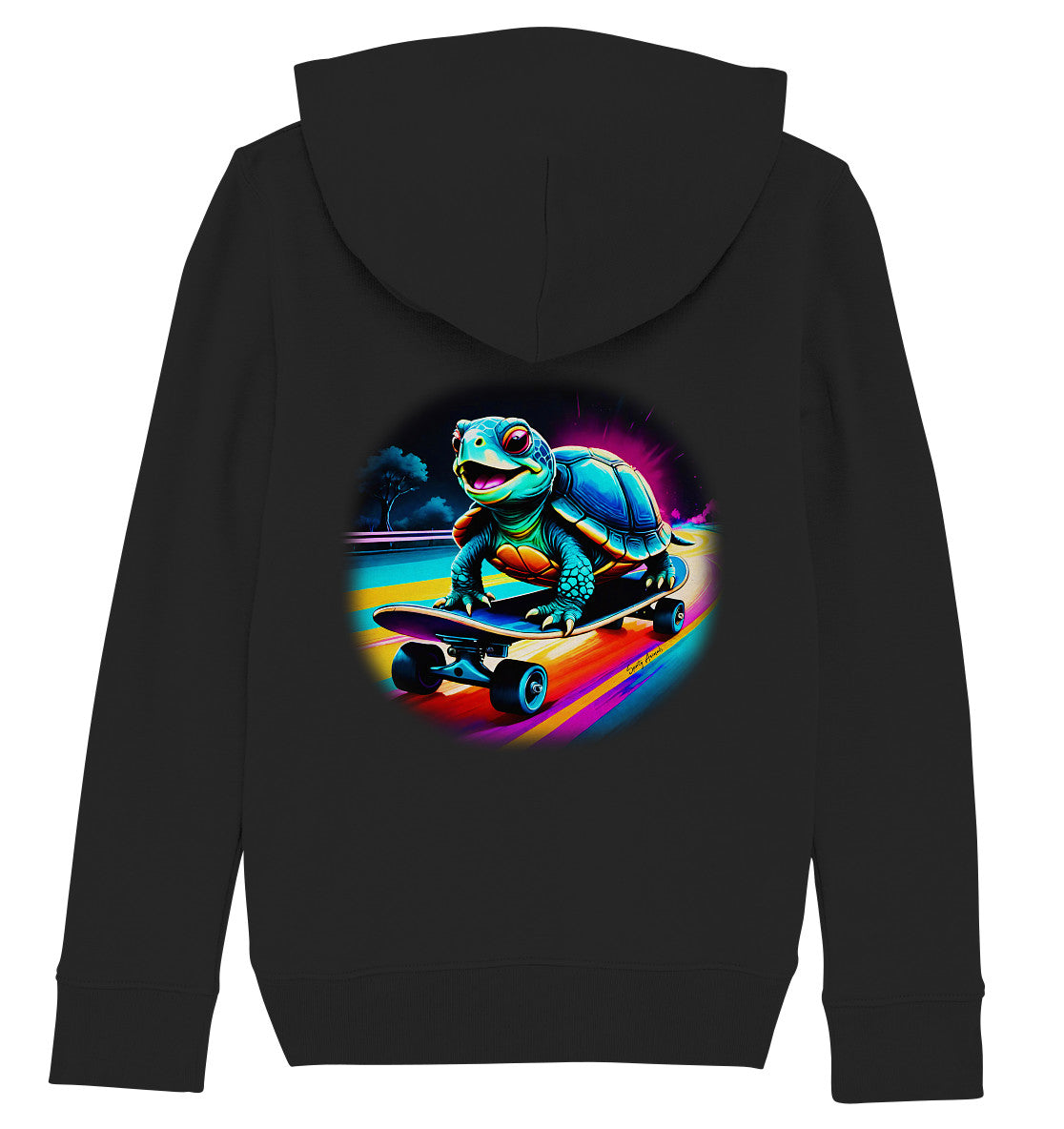 Skateboarding Turtle Dark Style - Kids Organic Hoodie