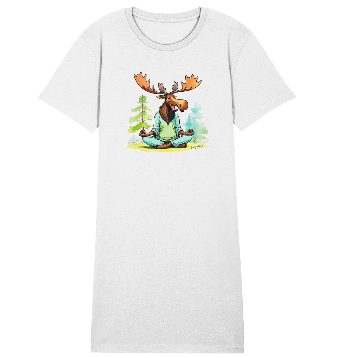 Yoga Elk - Ladies Organic Shirt Dress