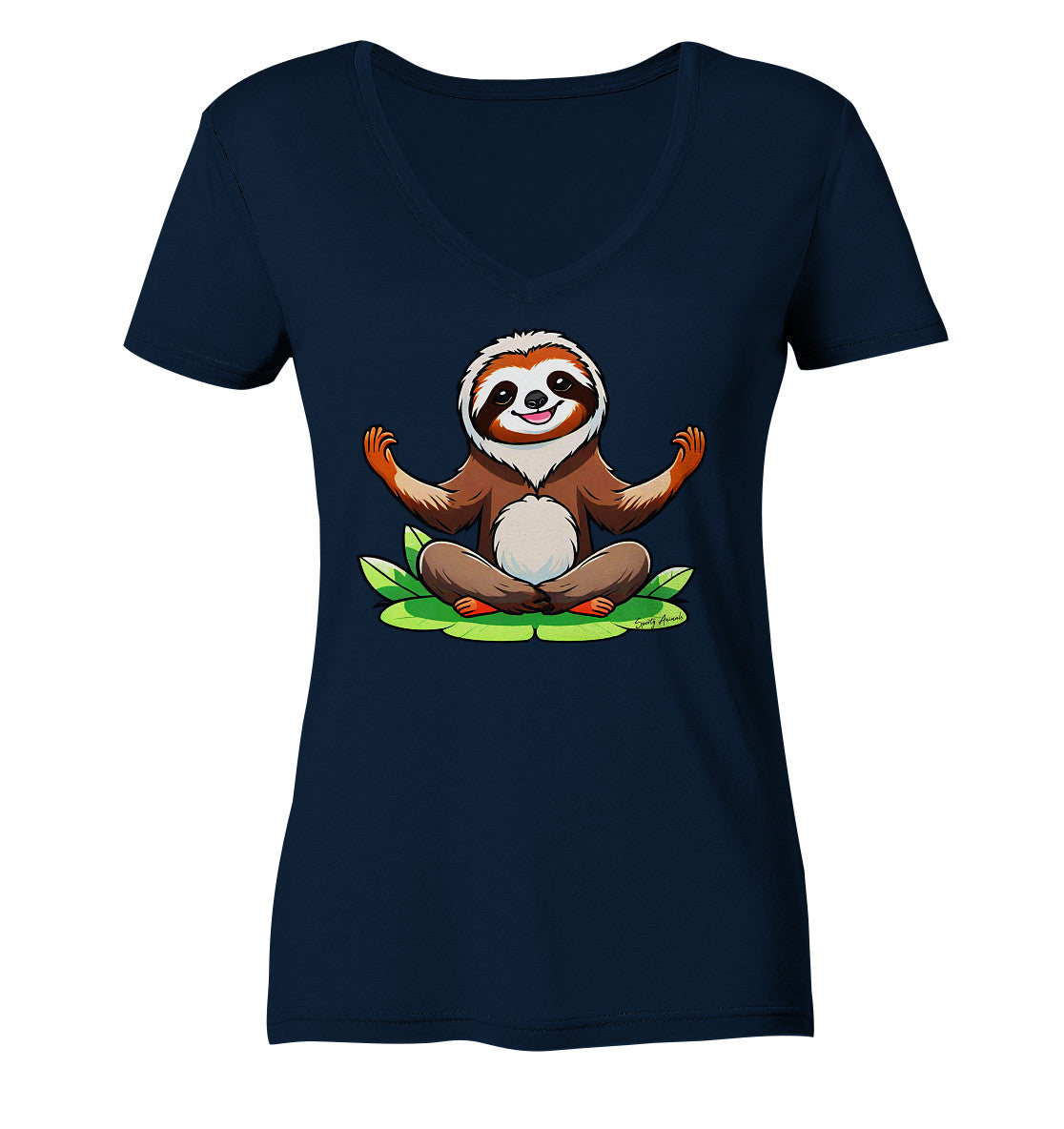 Yoga Sloth - Ladies V-Neck Shirt