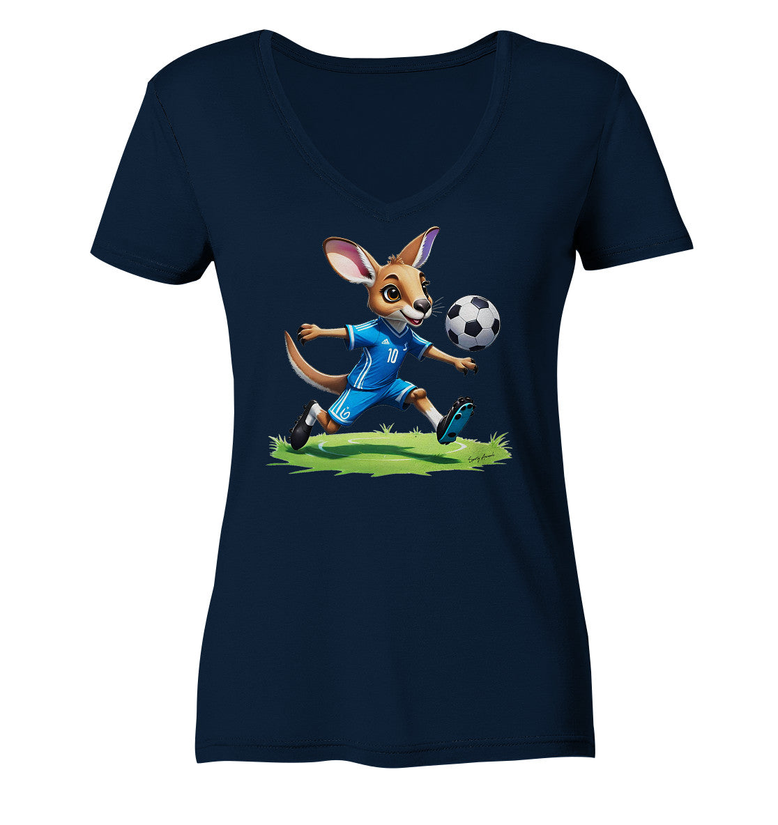 Soccer Kangaroo - Ladies V-Neck Shirt