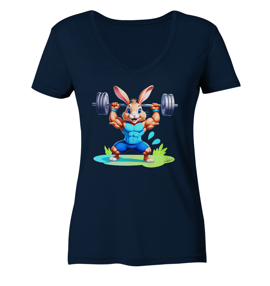 Fitness Bunny - Ladies V-Neck Shirt