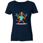 Fitness Dog   - Ladies V-Neck Shirt