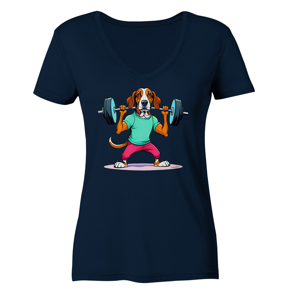 Fitness Dog   - Ladies V-Neck Shirt