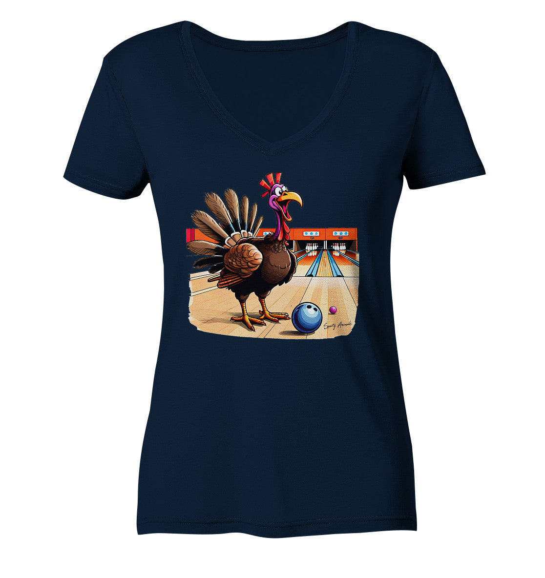 Bowling Turkey - Ladies V-Neck Shirt