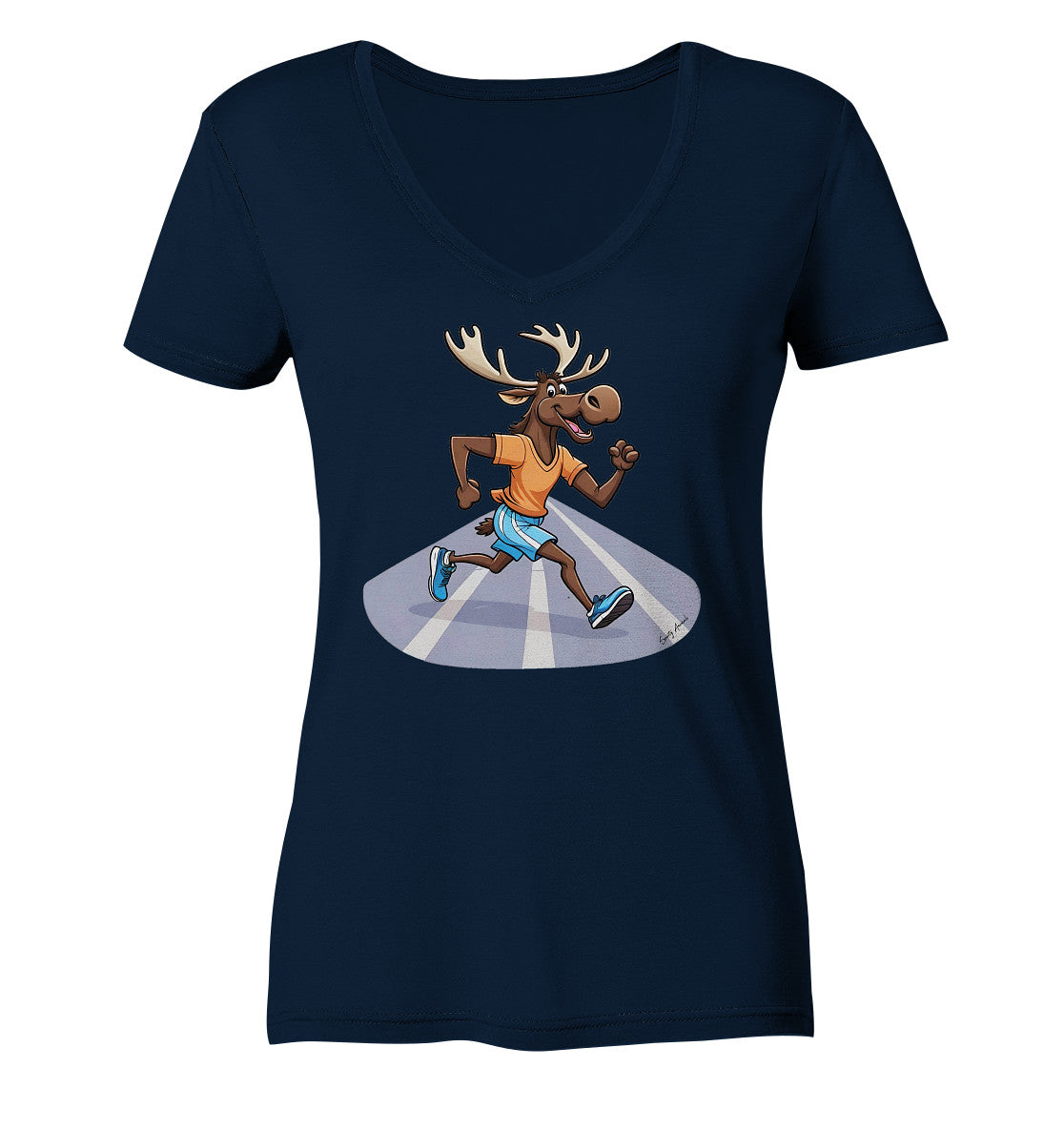 Running Elk - Ladies V-Neck Shirt