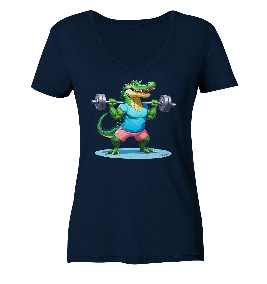 Fitness Crocodile - Ladies V-Neck Shirt