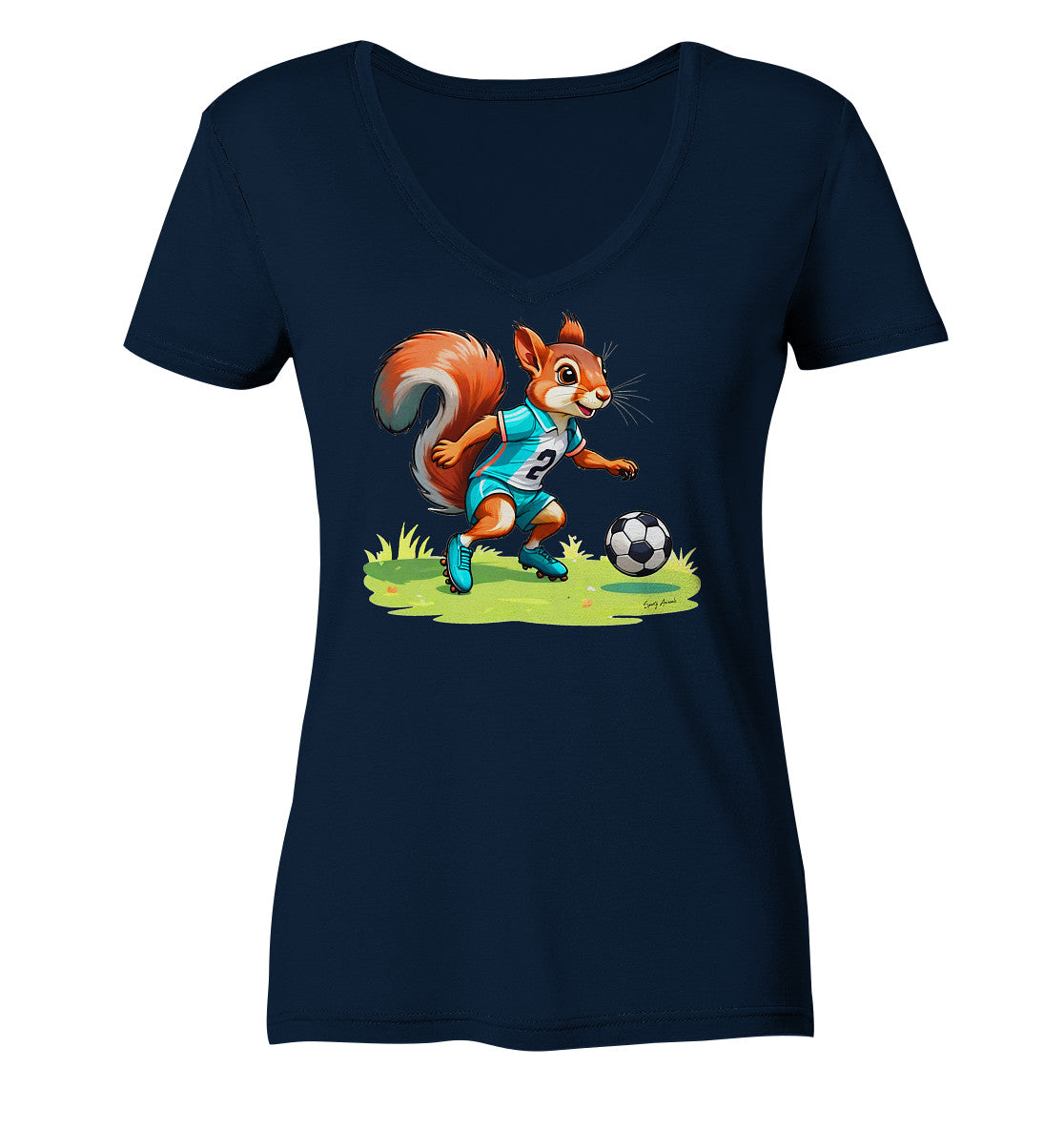 Soccer Squirrel - Ladies V-Neck Shirt
