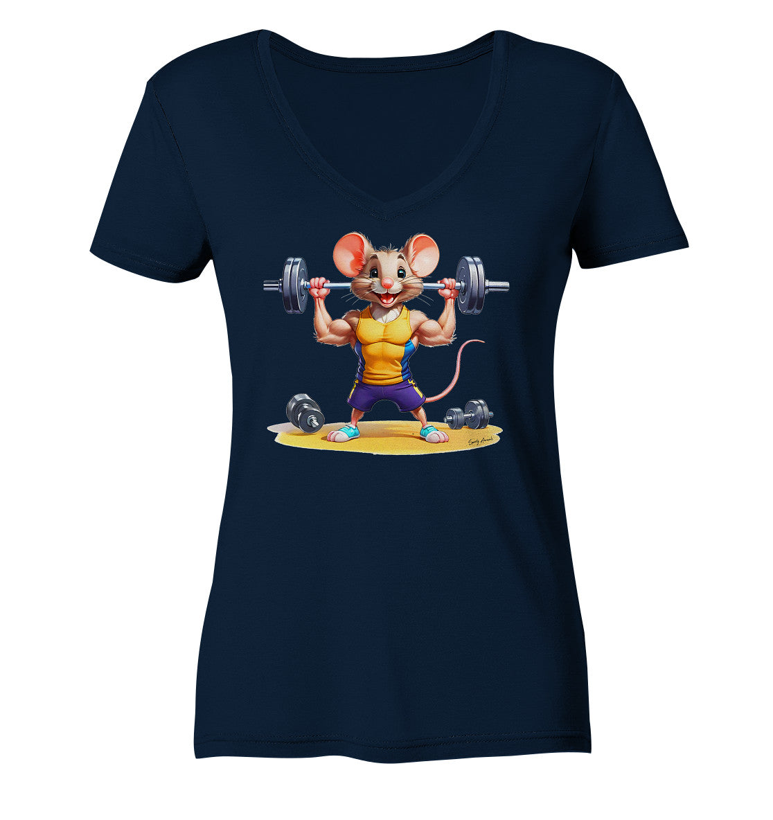 Fitness Mouse - Ladies V-Neck Shirt