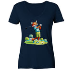 Golfing Fox - Ladies V-Neck Shirt
