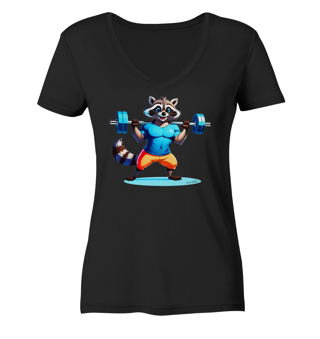 Fitness Raccoon - Ladies V-Neck Shirt