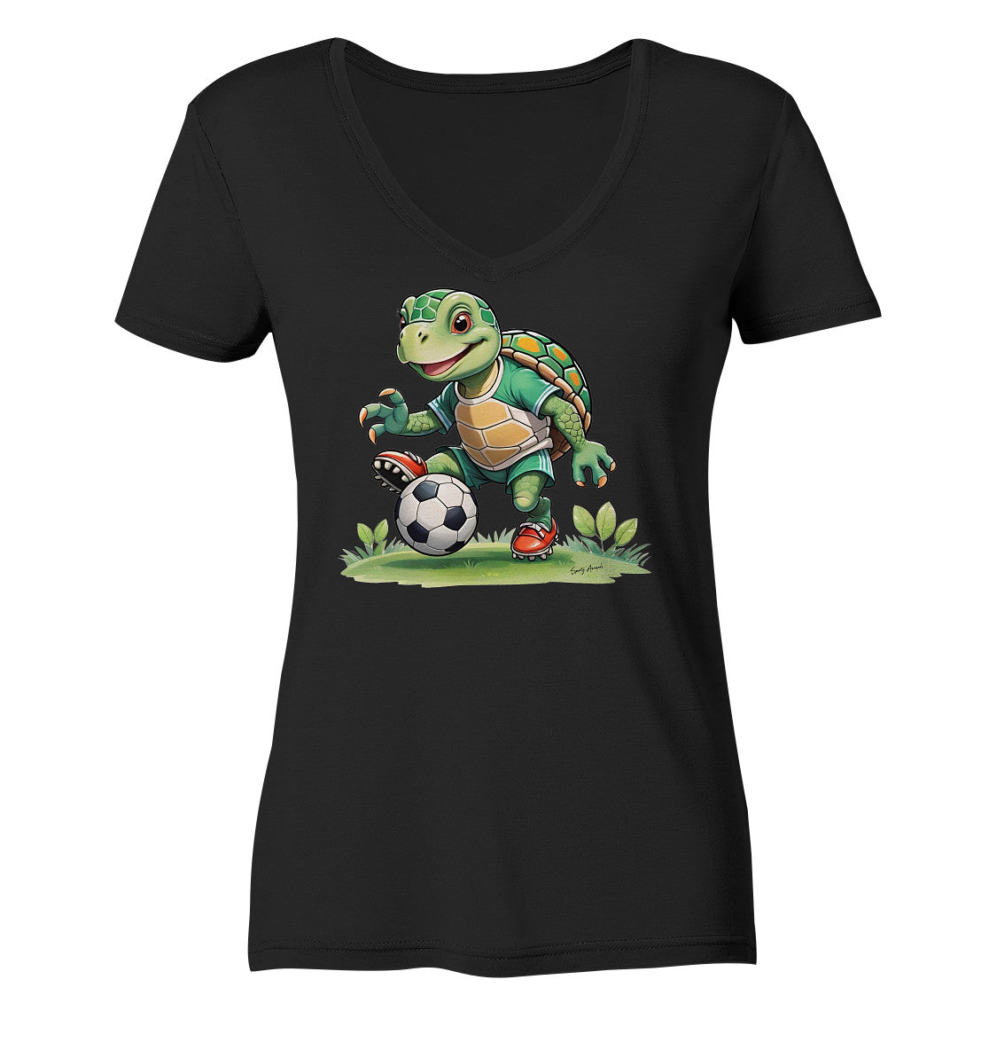 Soccer Turtle - Ladies V-Neck Shirt