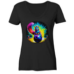 Bowling Squirrel Dark Style - Ladies V-Neck Shirt