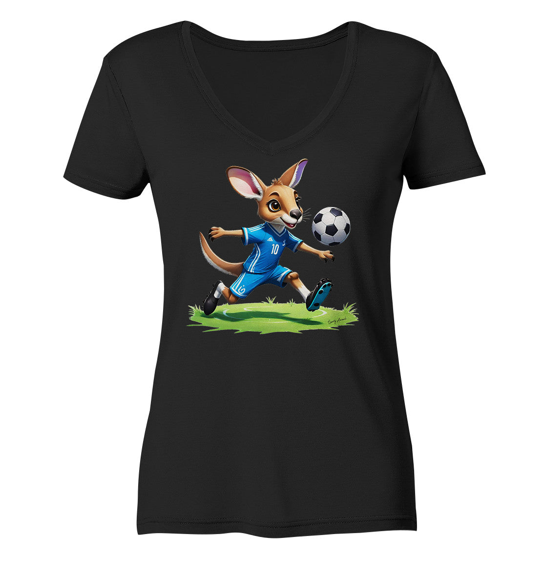Soccer Kangaroo - Ladies V-Neck Shirt