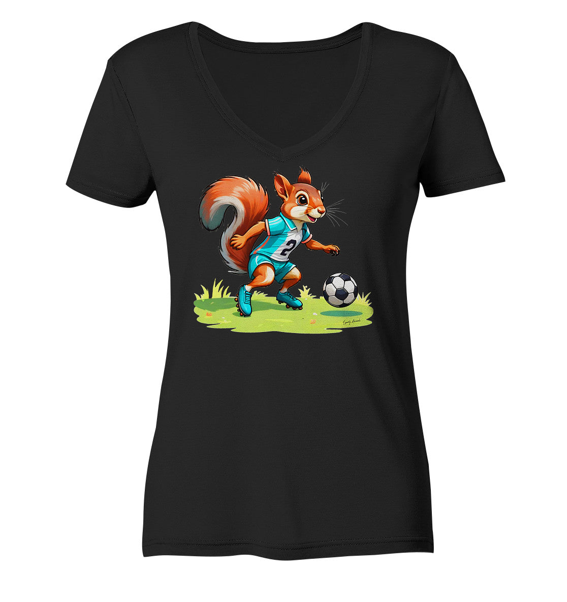 Soccer Squirrel - Ladies V-Neck Shirt