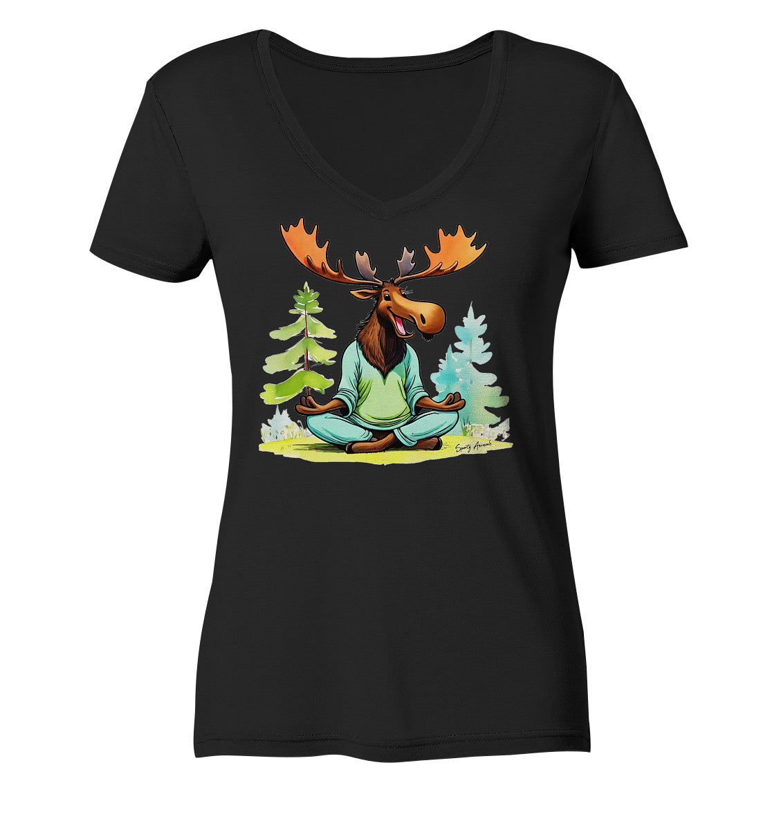 Yoga Elk - Ladies V-Neck Shirt