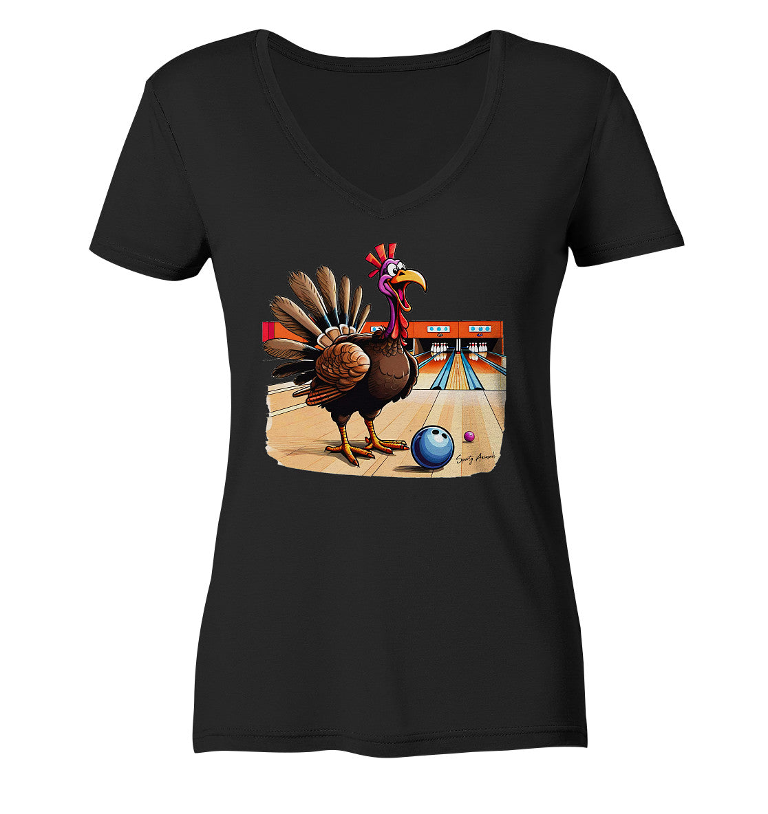 Bowling Turkey - Ladies V-Neck Shirt