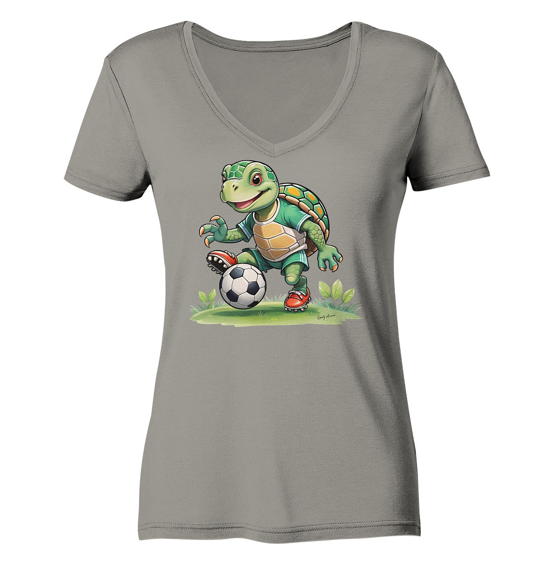 Soccer Turtle - Ladies V-Neck Shirt