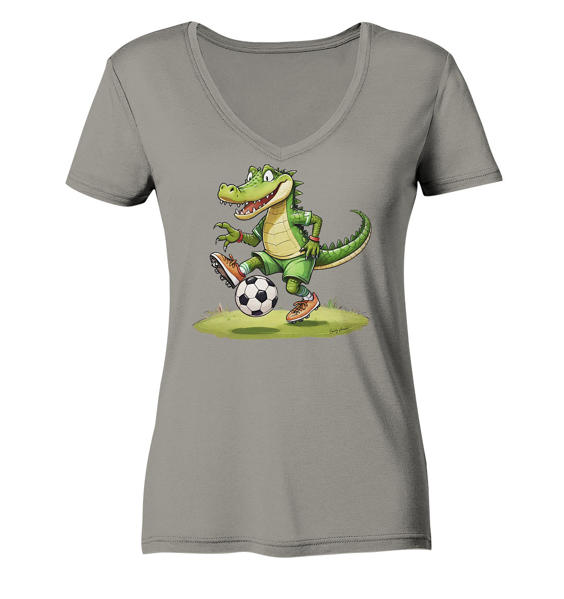 Soccer Crocodile - Ladies V-Neck Shirt