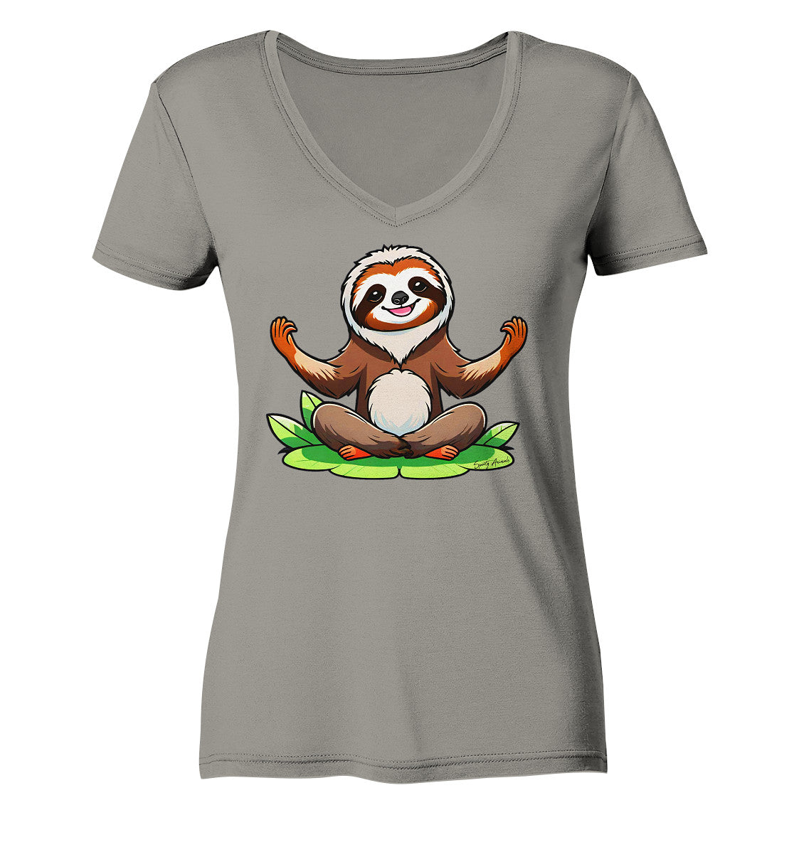 Yoga Sloth - Ladies V-Neck Shirt