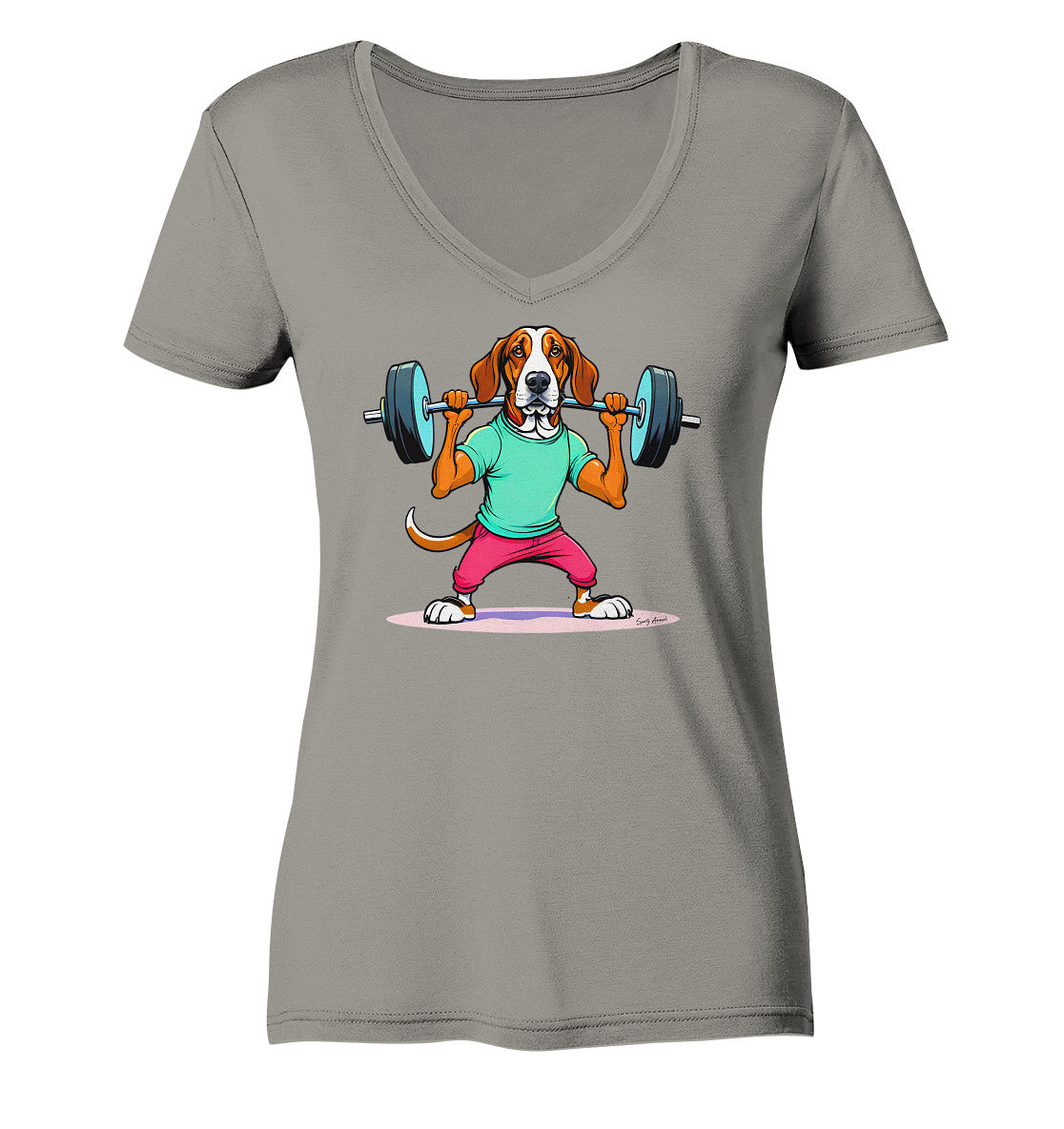 Fitness Dog   - Ladies V-Neck Shirt