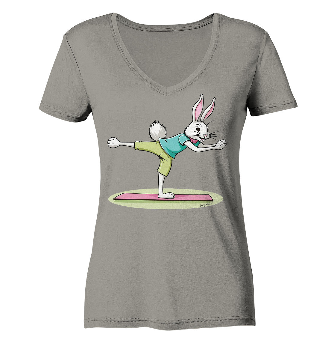 Pilates Bunny - Ladies V-Neck Shirt