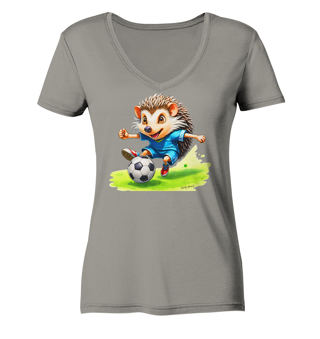 Soccer Hedgehog - Ladies V-Neck Shirt