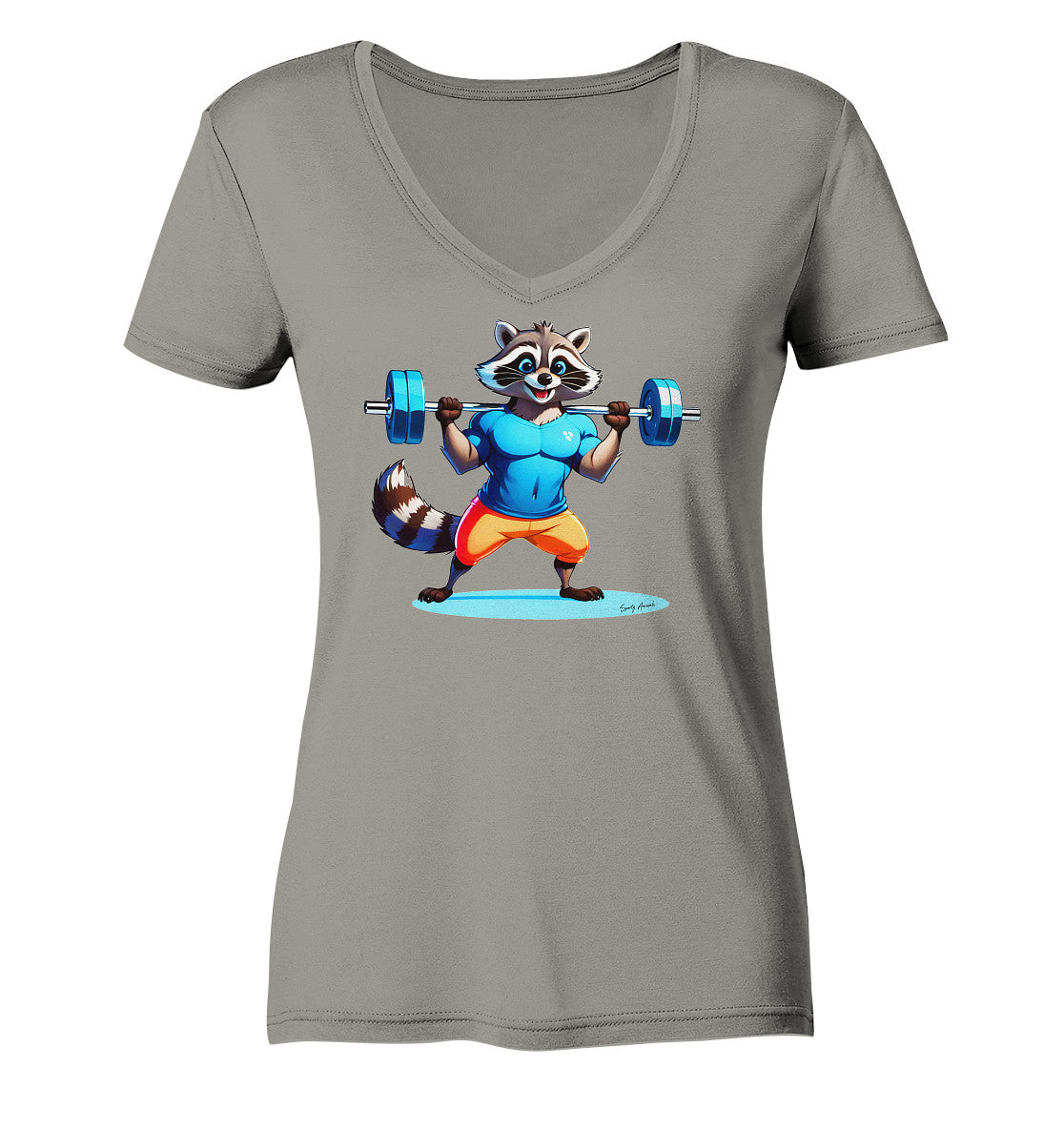 Fitness Raccoon - Ladies V-Neck Shirt