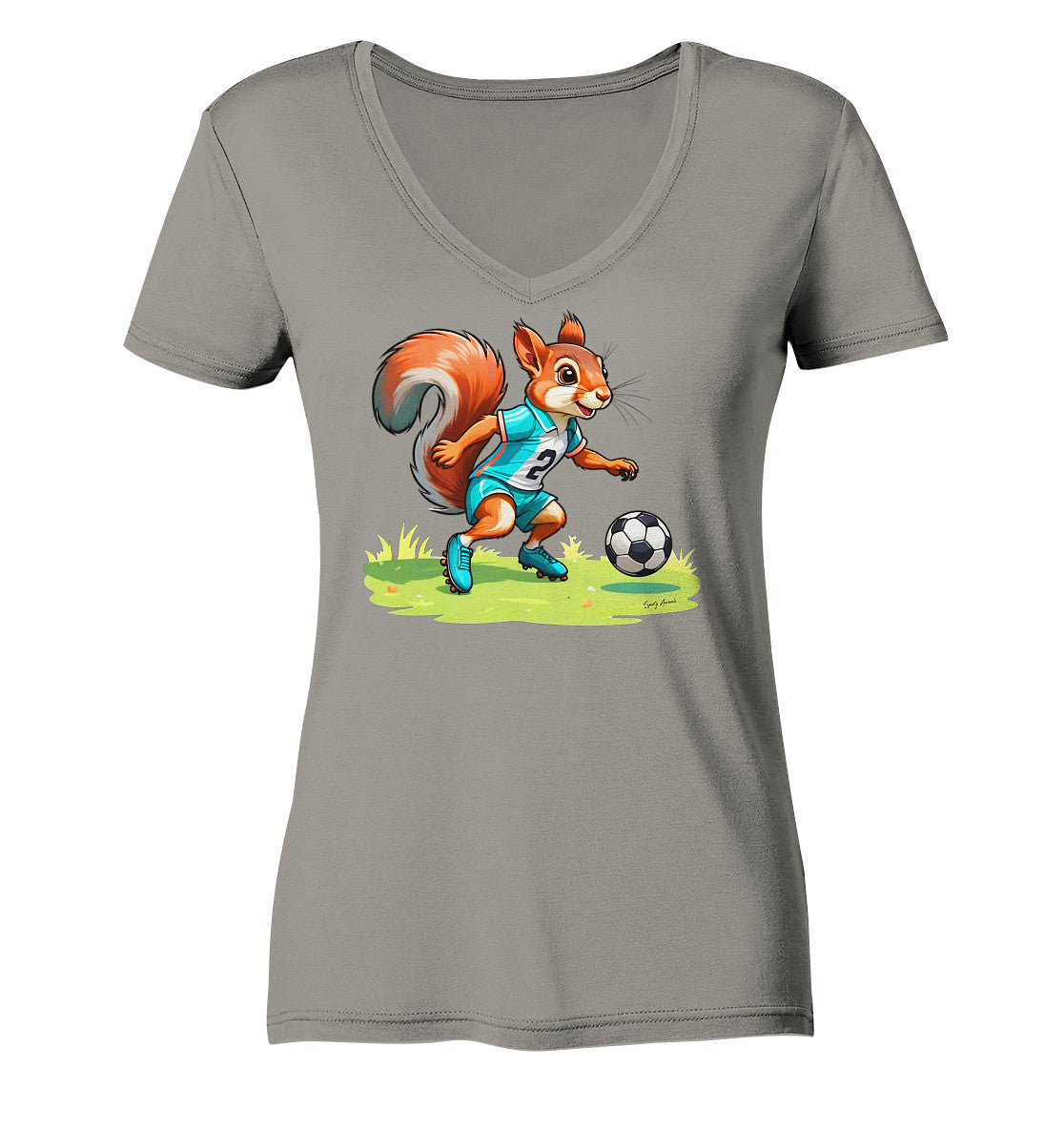 Soccer Squirrel - Ladies V-Neck Shirt