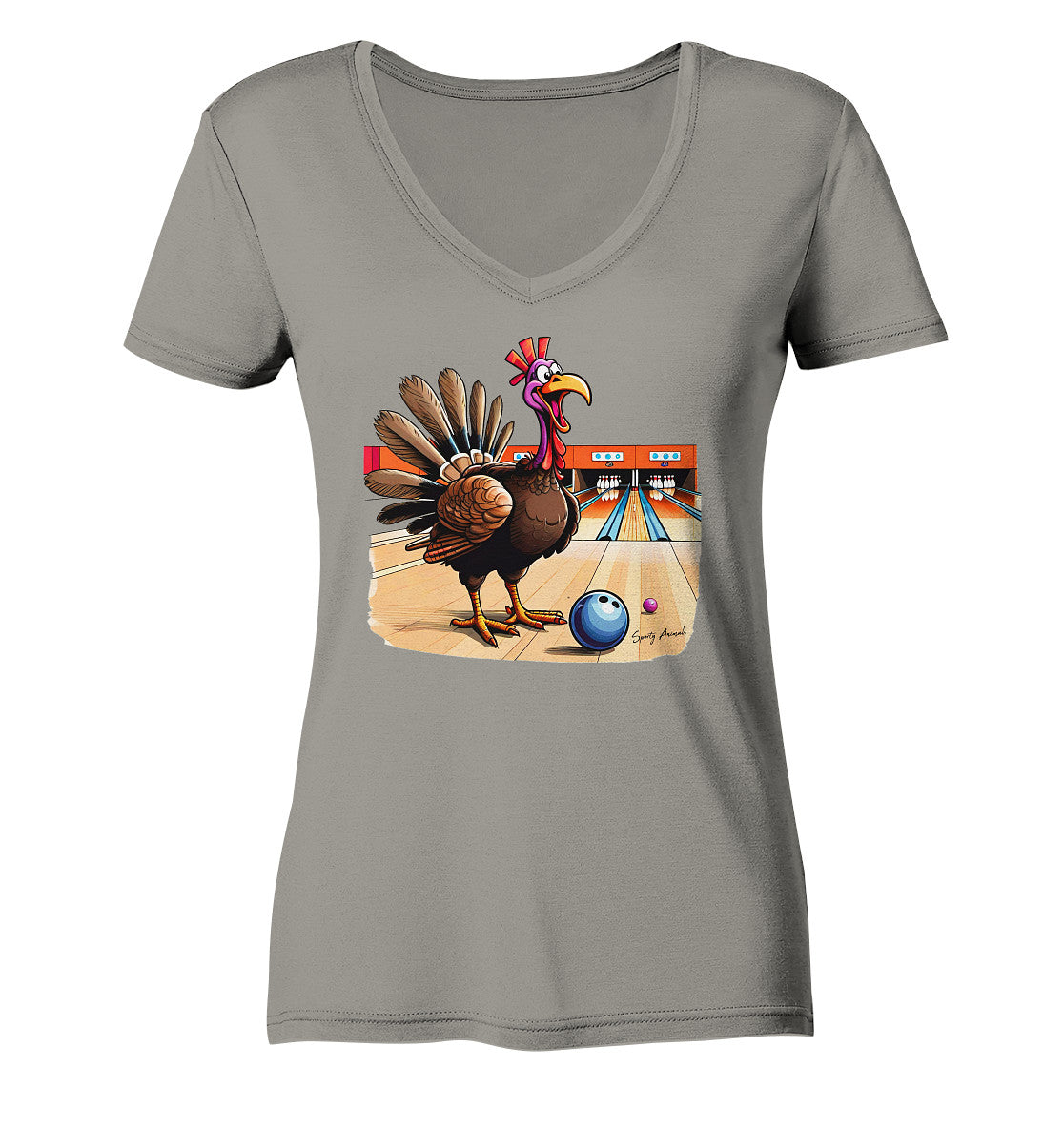 Bowling Turkey - Ladies V-Neck Shirt