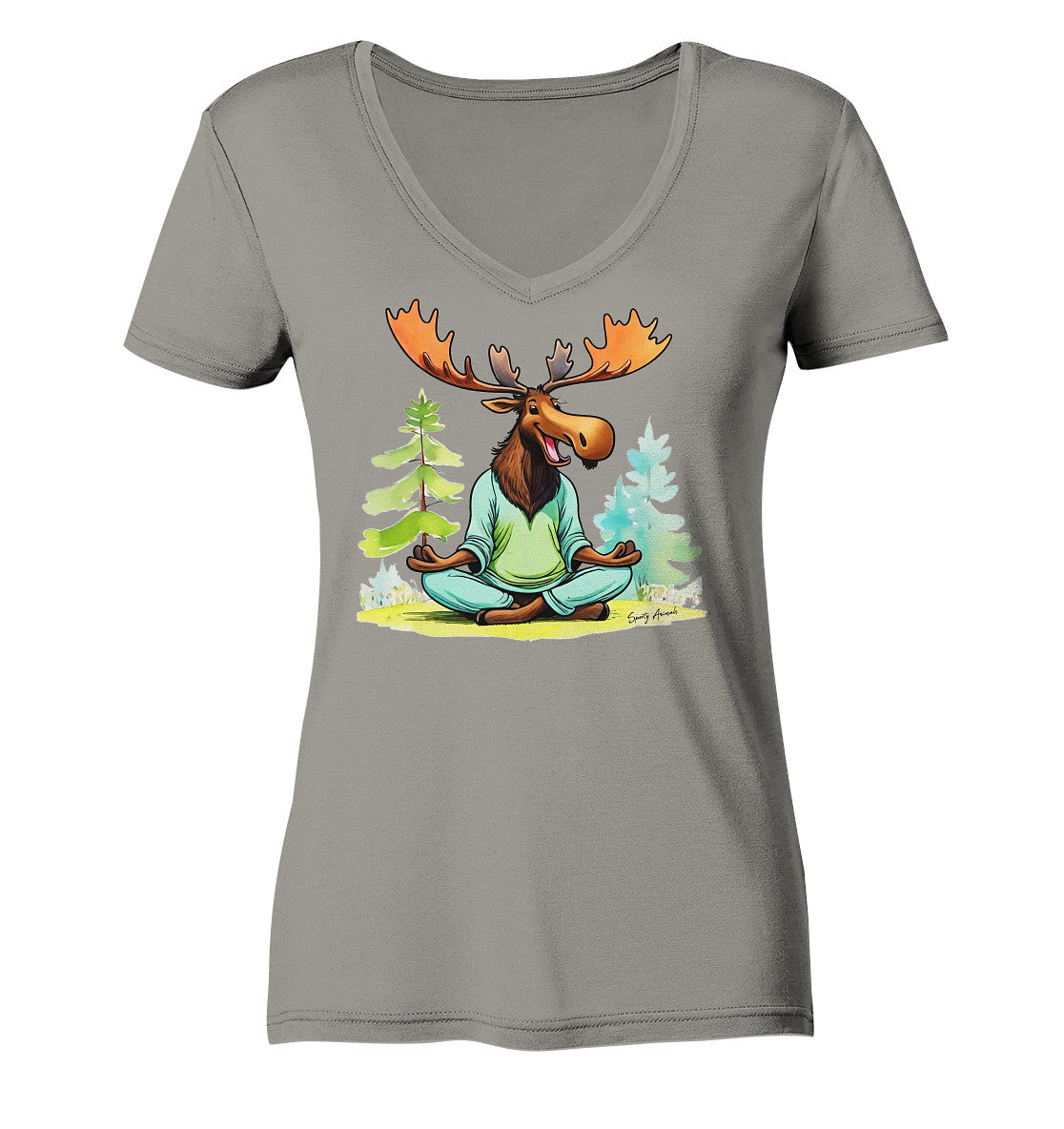 Yoga Elk - Ladies V-Neck Shirt