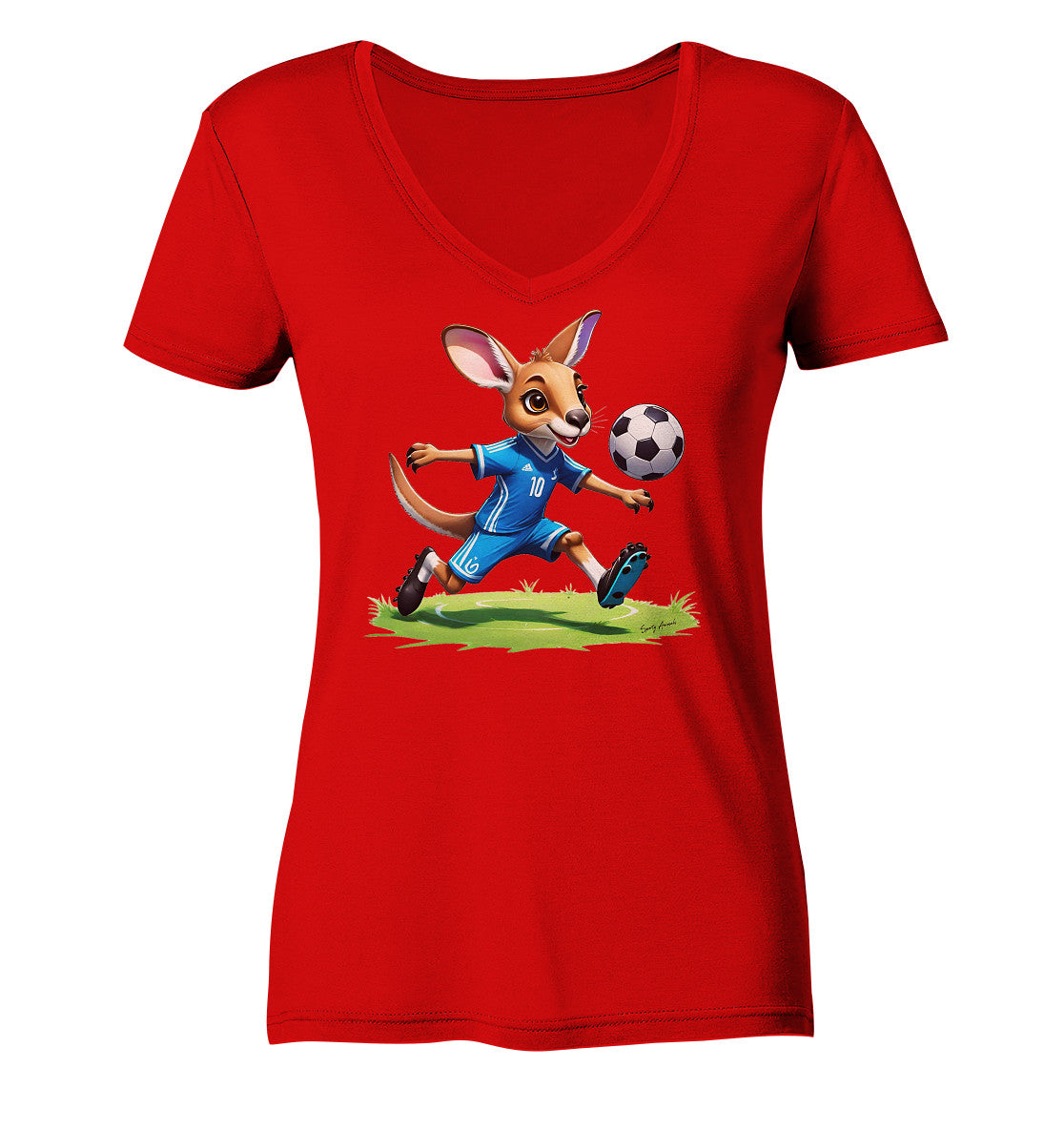 Soccer Kangaroo - Ladies V-Neck Shirt