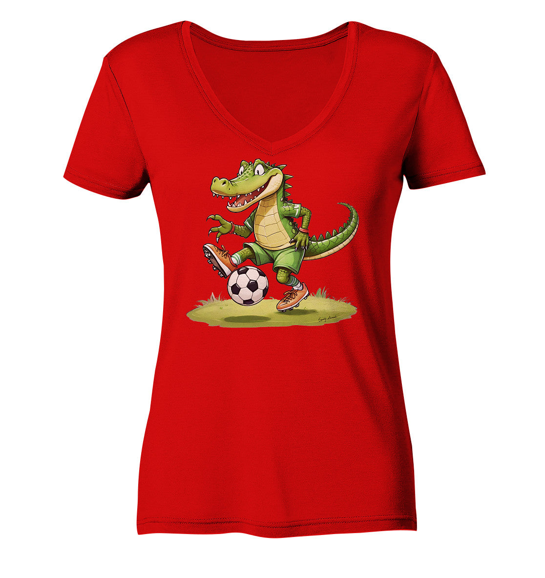 Soccer Crocodile - Ladies V-Neck Shirt